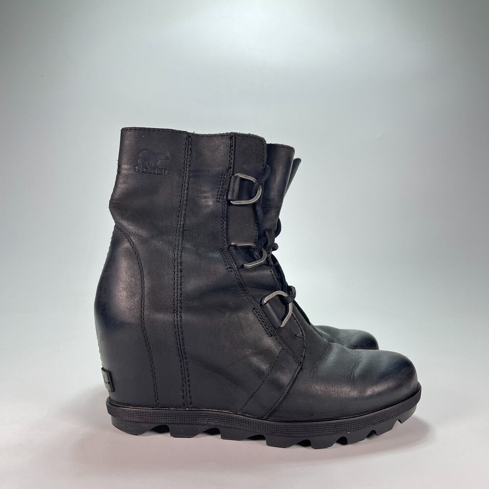 SOREL Joan of Arctic Wedge II Black Waterproof Boots NL3018-010 Women's Size 8